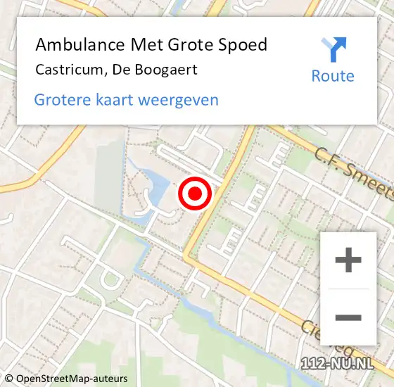 Locatie op kaart van de 112 melding: Ambulance Met Grote Spoed Naar Castricum, De Boogaert op 10 februari 2024 15:55