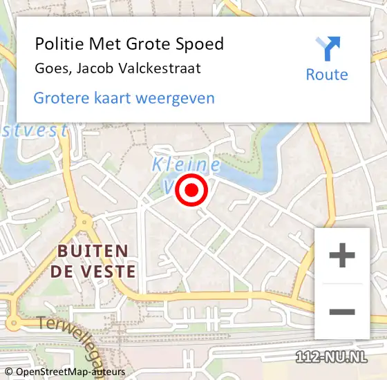Locatie op kaart van de 112 melding: Politie Met Grote Spoed Naar Goes, Jacob Valckestraat op 10 februari 2024 16:33