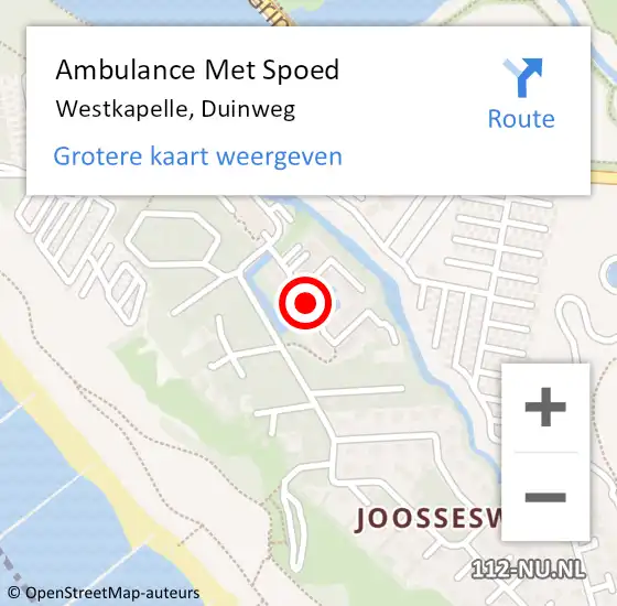 Locatie op kaart van de 112 melding: Ambulance Met Spoed Naar Westkapelle, Duinweg op 25 september 2014 12:09