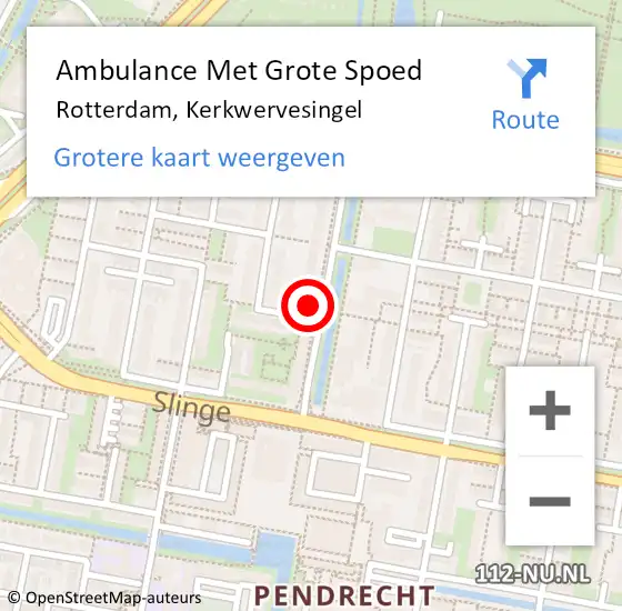 Locatie op kaart van de 112 melding: Ambulance Met Grote Spoed Naar Rotterdam, Kerkwervesingel op 10 februari 2024 17:39