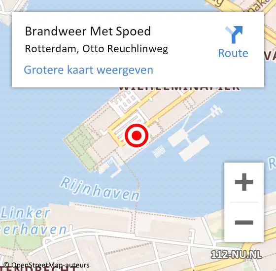 Locatie op kaart van de 112 melding: Brandweer Met Spoed Naar Rotterdam, Otto Reuchlinweg op 10 februari 2024 18:18