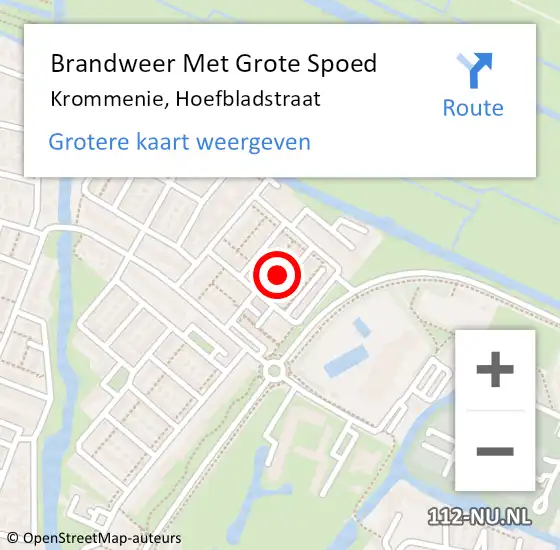 Locatie op kaart van de 112 melding: Brandweer Met Grote Spoed Naar Krommenie, Hoefbladstraat op 10 februari 2024 18:34