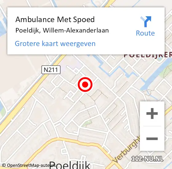 Locatie op kaart van de 112 melding: Ambulance Met Spoed Naar Poeldijk, Willem-Alexanderlaan op 10 februari 2024 18:39