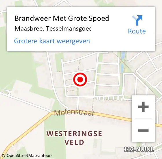 Locatie op kaart van de 112 melding: Brandweer Met Grote Spoed Naar Maasbree, Tesselmansgoed op 10 februari 2024 18:47