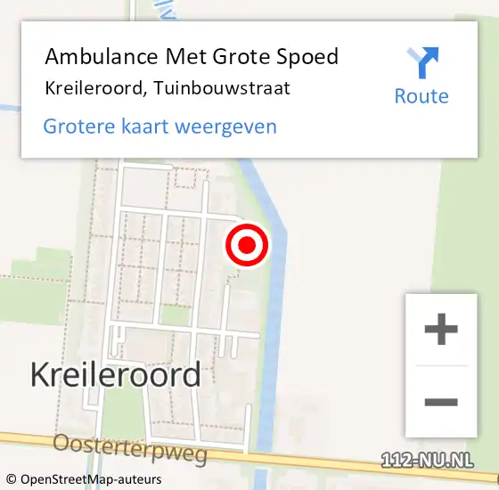 Locatie op kaart van de 112 melding: Ambulance Met Grote Spoed Naar Kreileroord, Tuinbouwstraat op 10 februari 2024 18:47