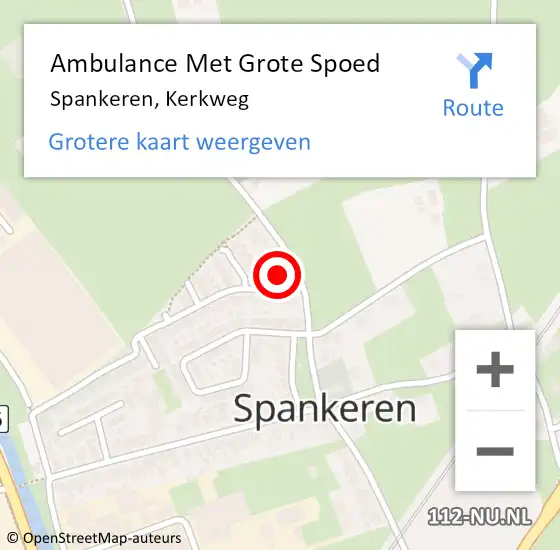 Locatie op kaart van de 112 melding: Ambulance Met Grote Spoed Naar Spankeren, Kerkweg op 15 oktober 2013 15:59
