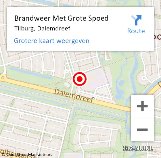 Locatie op kaart van de 112 melding: Brandweer Met Grote Spoed Naar Tilburg, Dalemdreef op 10 februari 2024 18:56