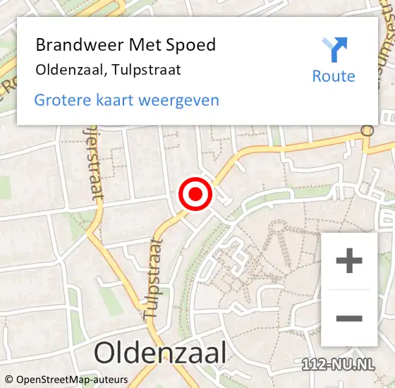 Locatie op kaart van de 112 melding: Brandweer Met Spoed Naar Oldenzaal, Tulpstraat op 10 februari 2024 19:02