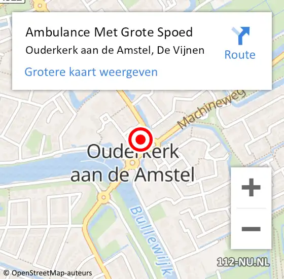 Locatie op kaart van de 112 melding: Ambulance Met Grote Spoed Naar Ouderkerk aan de Amstel, De Vijnen op 10 februari 2024 19:05