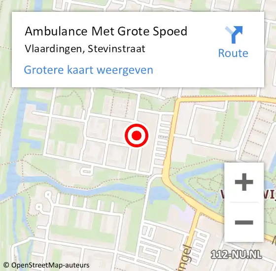 Locatie op kaart van de 112 melding: Ambulance Met Grote Spoed Naar Vlaardingen, Stevinstraat op 10 februari 2024 19:11