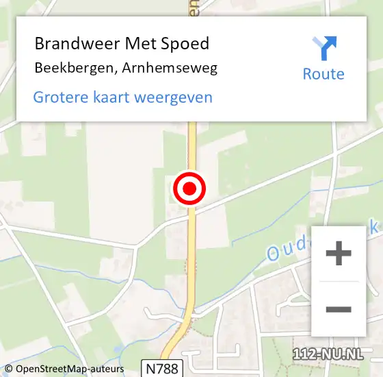 Locatie op kaart van de 112 melding: Brandweer Met Spoed Naar Beekbergen, Arnhemseweg op 10 februari 2024 19:15