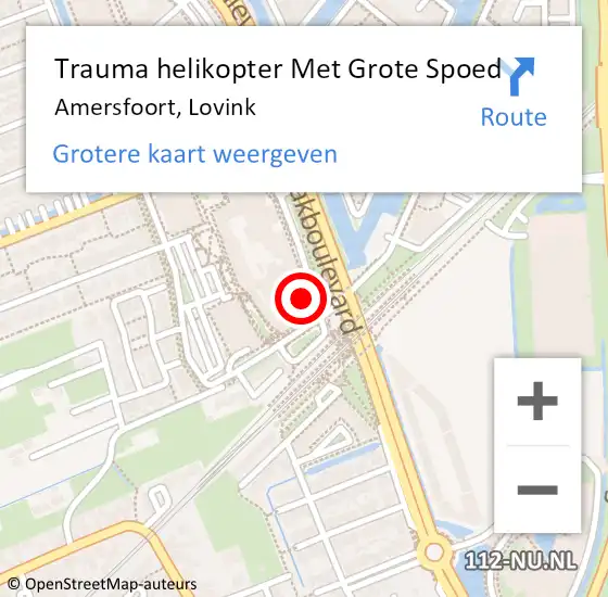 Locatie op kaart van de 112 melding: Trauma helikopter Met Grote Spoed Naar Amersfoort, Lovink op 10 februari 2024 19:40