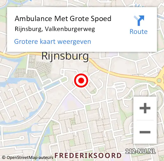 Locatie op kaart van de 112 melding: Ambulance Met Grote Spoed Naar Rijnsburg, Valkenburgerweg op 10 februari 2024 20:16