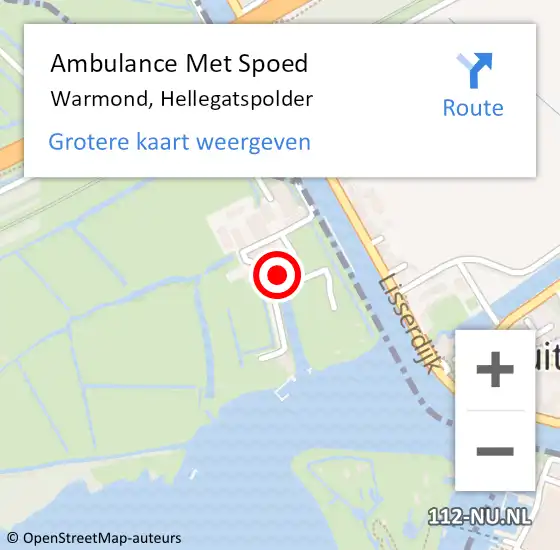 Locatie op kaart van de 112 melding: Ambulance Met Spoed Naar Warmond, Hellegatspolder op 10 februari 2024 20:20
