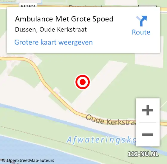 Locatie op kaart van de 112 melding: Ambulance Met Grote Spoed Naar Dussen, Oude Kerkstraat op 10 februari 2024 20:42