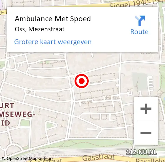 Locatie op kaart van de 112 melding: Ambulance Met Spoed Naar Oss, Mezenstraat op 25 september 2014 12:36