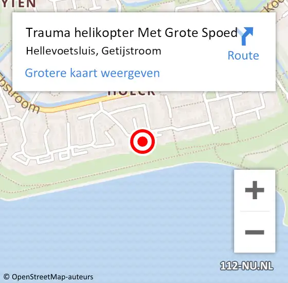 Locatie op kaart van de 112 melding: Trauma helikopter Met Grote Spoed Naar Hellevoetsluis, Getijstroom op 10 februari 2024 20:59