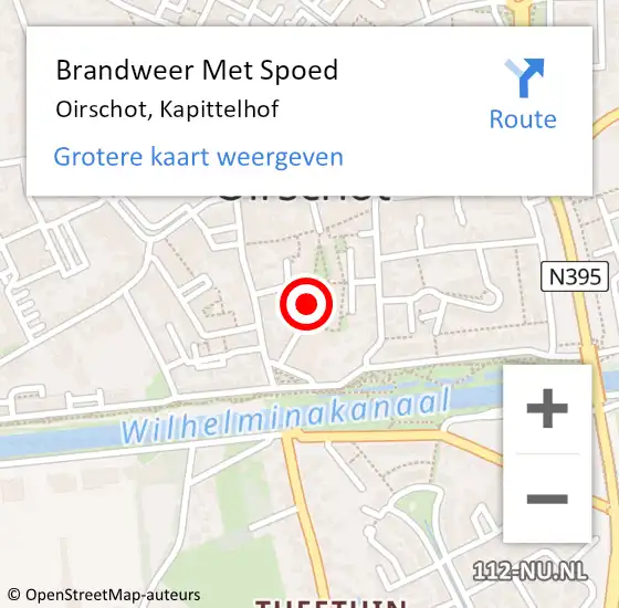 Locatie op kaart van de 112 melding: Brandweer Met Spoed Naar Oirschot, Kapittelhof op 10 februari 2024 20:59