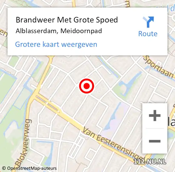 Locatie op kaart van de 112 melding: Brandweer Met Grote Spoed Naar Alblasserdam, Meidoornpad op 10 februari 2024 21:10