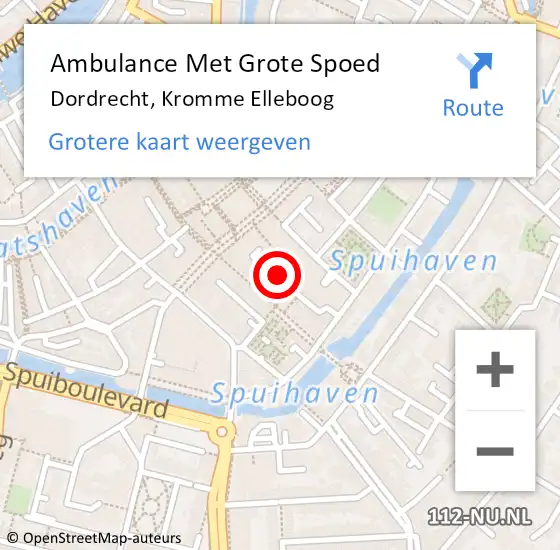 Locatie op kaart van de 112 melding: Ambulance Met Grote Spoed Naar Dordrecht, Kromme Elleboog op 10 februari 2024 21:10