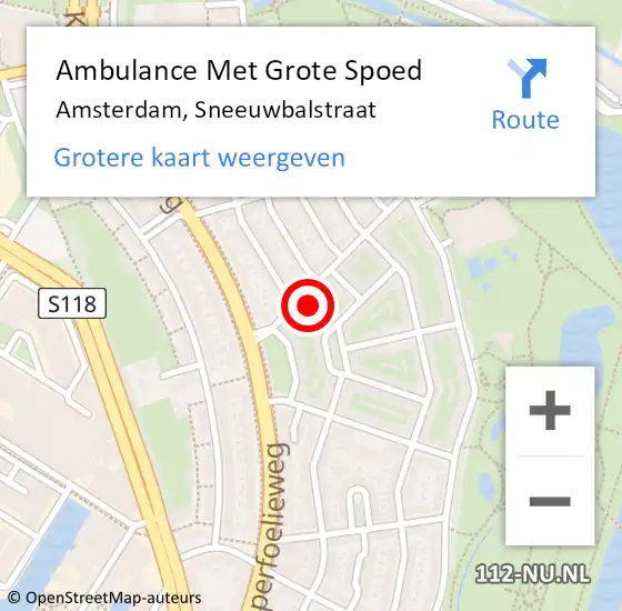 Locatie op kaart van de 112 melding: Ambulance Met Grote Spoed Naar Amsterdam, Sneeuwbalstraat op 10 februari 2024 21:42