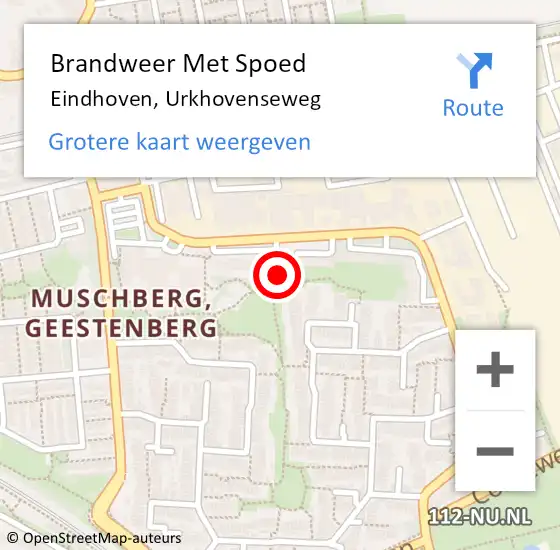 Locatie op kaart van de 112 melding: Brandweer Met Spoed Naar Eindhoven, Urkhovenseweg op 10 februari 2024 21:48