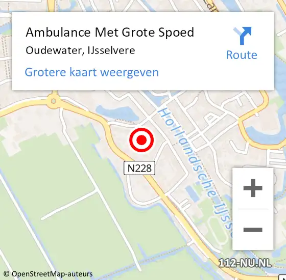 Locatie op kaart van de 112 melding: Ambulance Met Grote Spoed Naar Oudewater, IJsselvere op 10 februari 2024 21:54