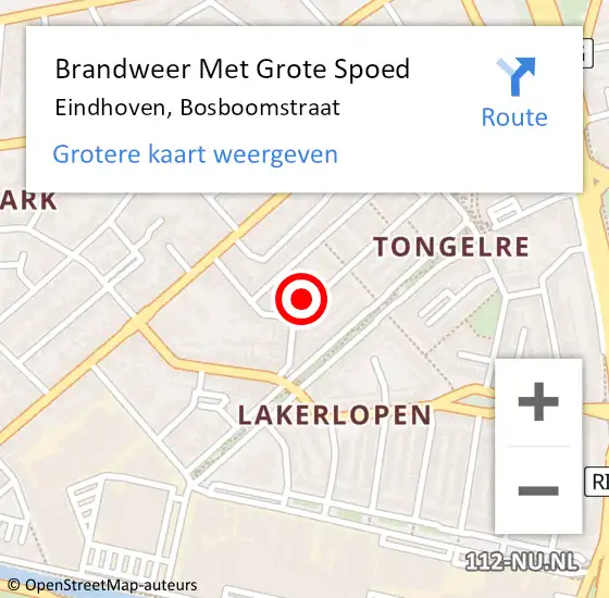 Locatie op kaart van de 112 melding: Brandweer Met Grote Spoed Naar Eindhoven, Bosboomstraat op 10 februari 2024 22:03