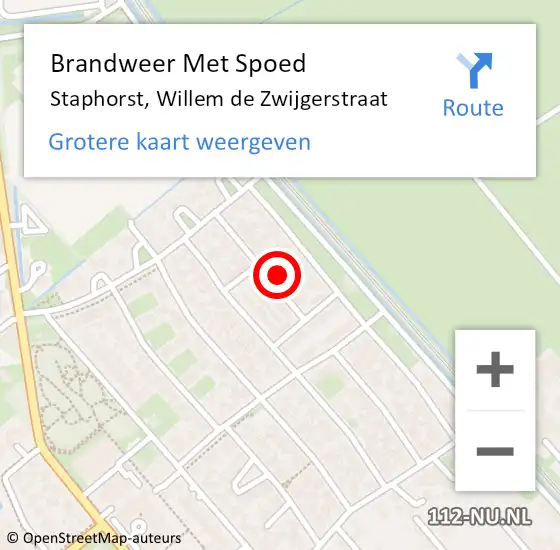 Locatie op kaart van de 112 melding: Brandweer Met Spoed Naar Staphorst, Willem de Zwijgerstraat op 10 februari 2024 23:07