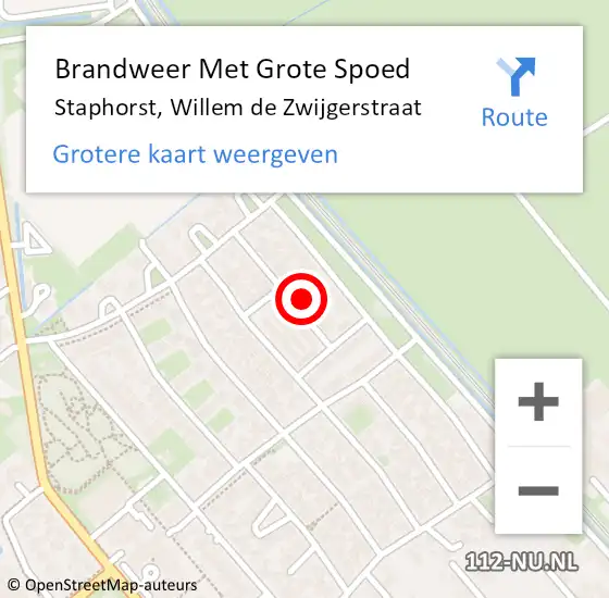 Locatie op kaart van de 112 melding: Brandweer Met Grote Spoed Naar Staphorst, Willem de Zwijgerstraat op 10 februari 2024 23:07