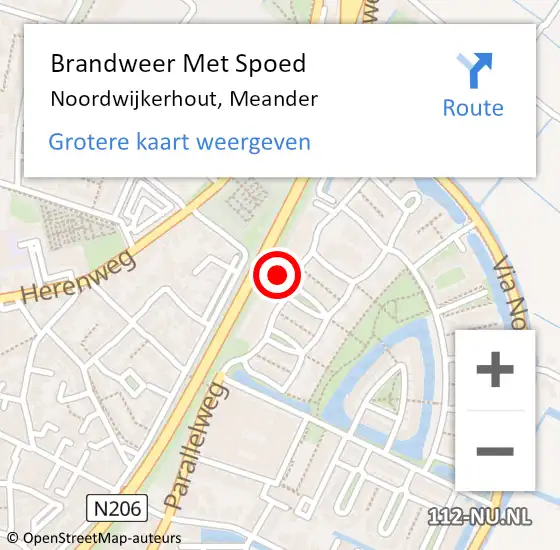 Locatie op kaart van de 112 melding: Brandweer Met Spoed Naar Noordwijkerhout, Meander op 10 februari 2024 23:13