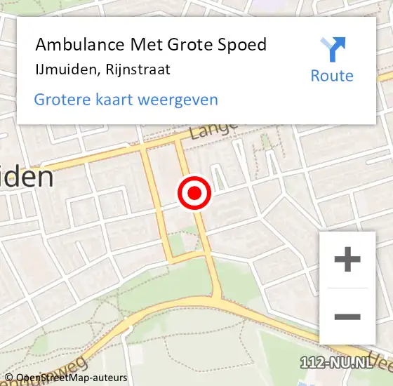 Locatie op kaart van de 112 melding: Ambulance Met Grote Spoed Naar IJmuiden, Rijnstraat op 10 februari 2024 23:31