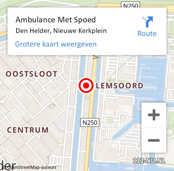 Locatie op kaart van de 112 melding: Ambulance Met Spoed Naar Den Helder, Nieuwe Kerkplein op 11 februari 2024 00:20