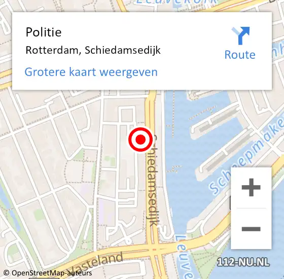 Locatie op kaart van de 112 melding: Politie Rotterdam, Schiedamsedijk op 11 februari 2024 00:29