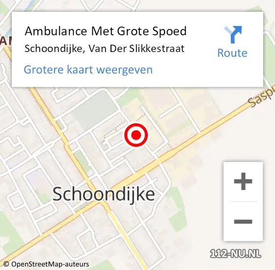 Locatie op kaart van de 112 melding: Ambulance Met Grote Spoed Naar Schoondijke, Van Der Slikkestraat op 25 september 2014 12:58