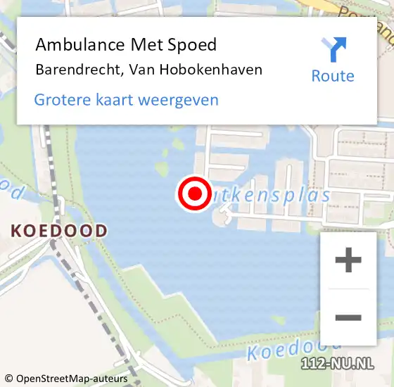 Locatie op kaart van de 112 melding: Ambulance Met Spoed Naar Barendrecht, Van Hobokenhaven op 11 februari 2024 01:22