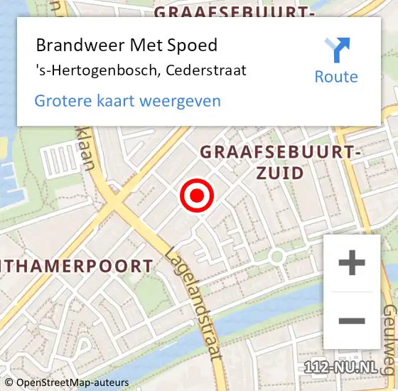 Locatie op kaart van de 112 melding: Brandweer Met Spoed Naar 's-Hertogenbosch, Cederstraat op 11 februari 2024 01:33