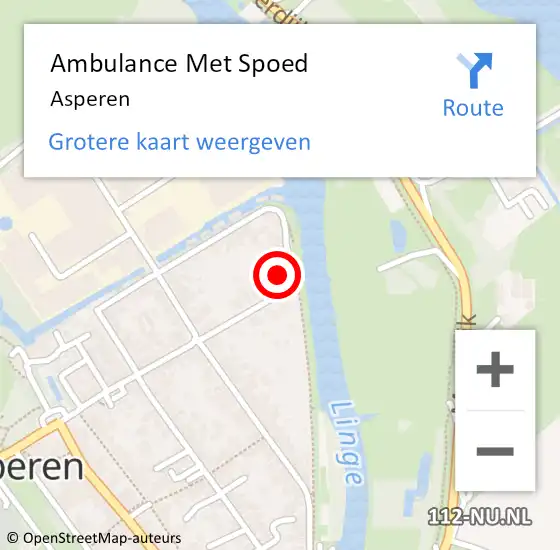 Locatie op kaart van de 112 melding: Ambulance Met Spoed Naar Asperen op 11 februari 2024 01:43