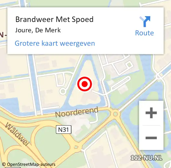 Locatie op kaart van de 112 melding: Brandweer Met Spoed Naar Joure, De Merk op 11 februari 2024 01:44