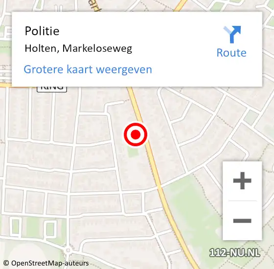 Locatie op kaart van de 112 melding: Politie Holten, Markeloseweg op 11 februari 2024 01:55