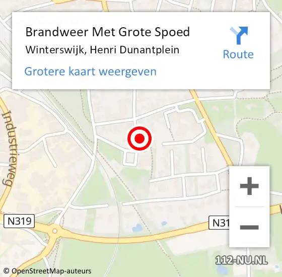 Locatie op kaart van de 112 melding: Brandweer Met Grote Spoed Naar Winterswijk, Henri Dunantplein op 11 februari 2024 02:39