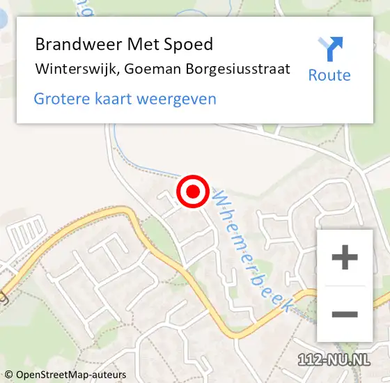 Locatie op kaart van de 112 melding: Brandweer Met Spoed Naar Winterswijk, Goeman Borgesiusstraat op 11 februari 2024 03:43