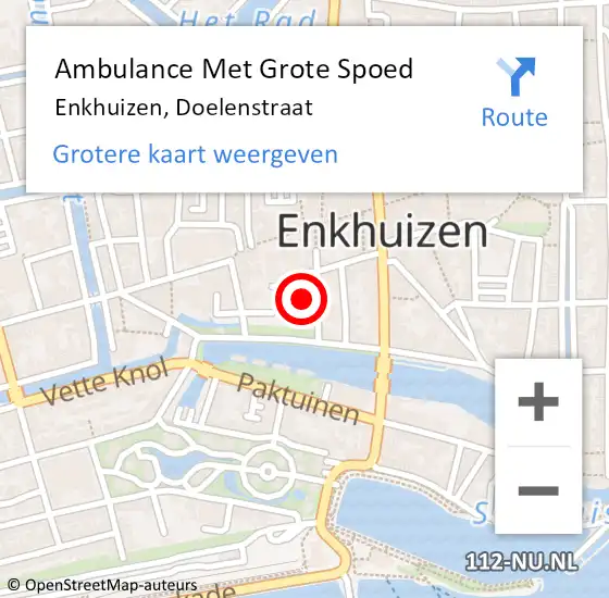 Locatie op kaart van de 112 melding: Ambulance Met Grote Spoed Naar Enkhuizen, Doelenstraat op 11 februari 2024 03:58