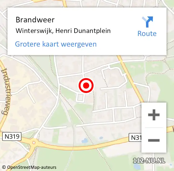 Locatie op kaart van de 112 melding: Brandweer Winterswijk, Henri Dunantplein op 11 februari 2024 04:09