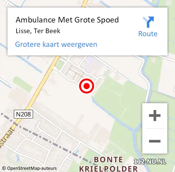 Locatie op kaart van de 112 melding: Ambulance Met Grote Spoed Naar Lisse, Ter Beek op 11 februari 2024 04:27