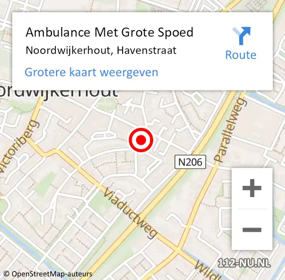 Locatie op kaart van de 112 melding: Ambulance Met Grote Spoed Naar Noordwijkerhout, Havenstraat op 11 februari 2024 04:37