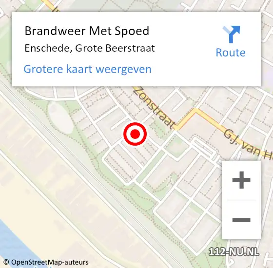 Locatie op kaart van de 112 melding: Brandweer Met Spoed Naar Enschede, Grote Beerstraat op 11 februari 2024 04:41