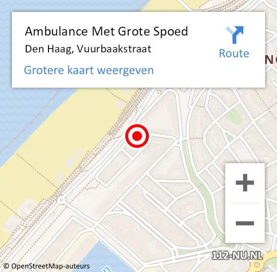 Locatie op kaart van de 112 melding: Ambulance Met Grote Spoed Naar Den Haag, Vuurbaakstraat op 11 februari 2024 05:08