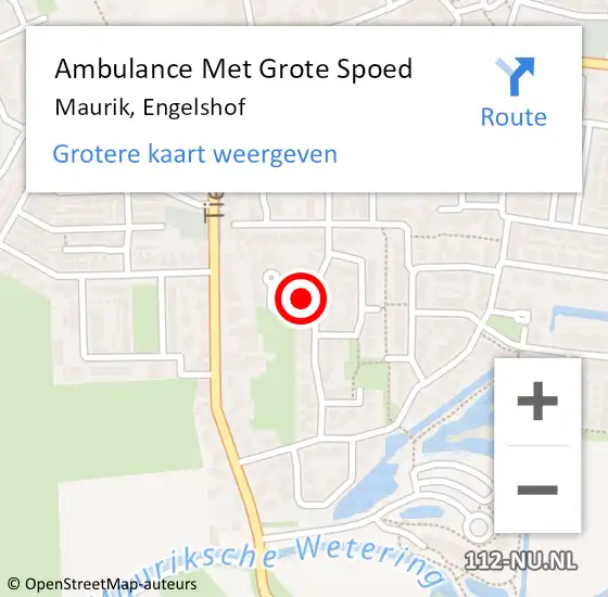 Locatie op kaart van de 112 melding: Ambulance Met Grote Spoed Naar Maurik, Engelshof op 25 september 2014 13:14