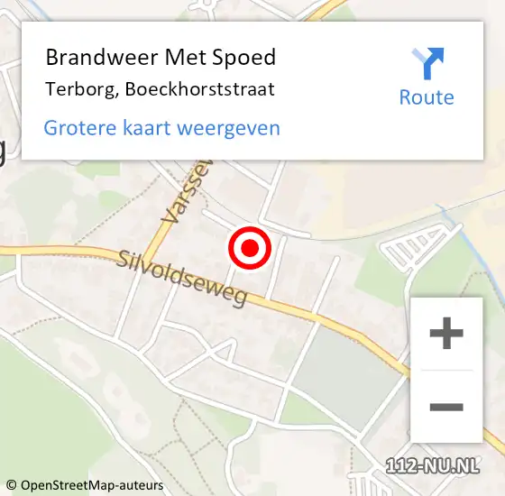 Locatie op kaart van de 112 melding: Brandweer Met Spoed Naar Terborg, Boeckhorststraat op 11 februari 2024 06:04